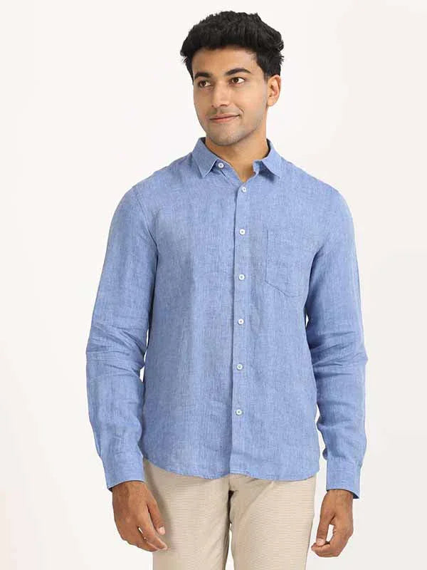 Men's Solid Full Sleeves Linen Shirt