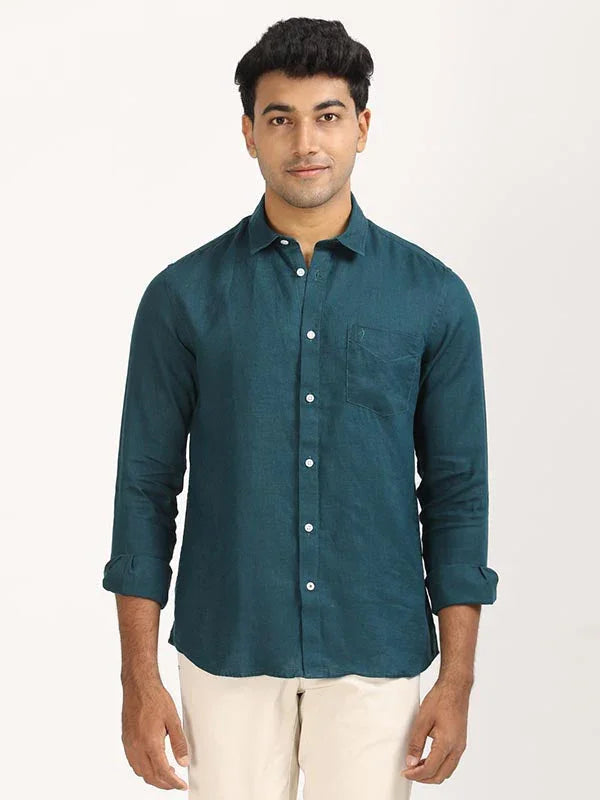 Men's Solid Full Sleeves Linen Shirt