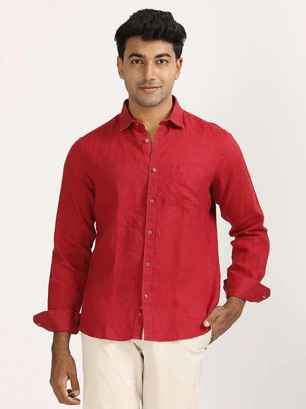 Men's Solid Full Sleeves Linen Shirt