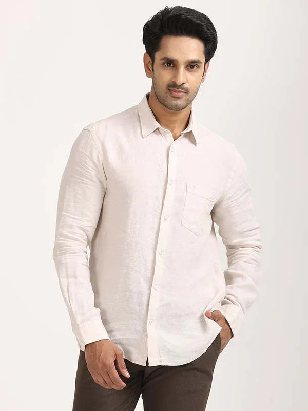 Men's Solid Full Sleeves Linen Shirt
