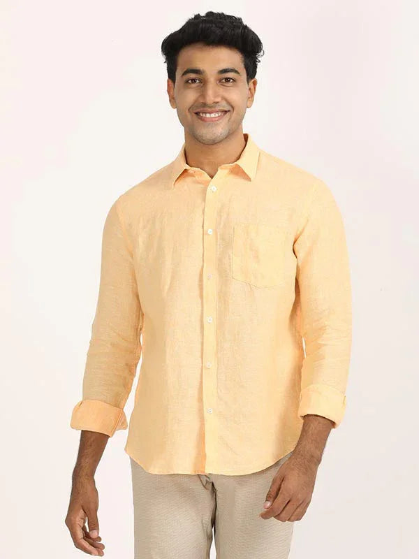 Men's Solid Full Sleeves Linen Shirt