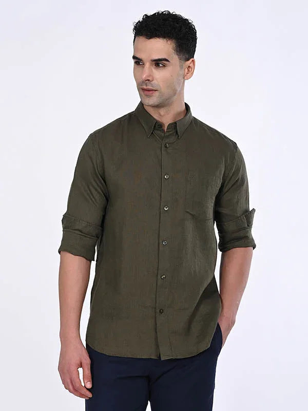 Men's Solid Full Sleeves Linen Shirt