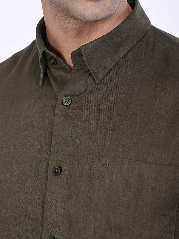 Men's Solid Full Sleeves Linen Shirt Indian Terrain Fashions Limited