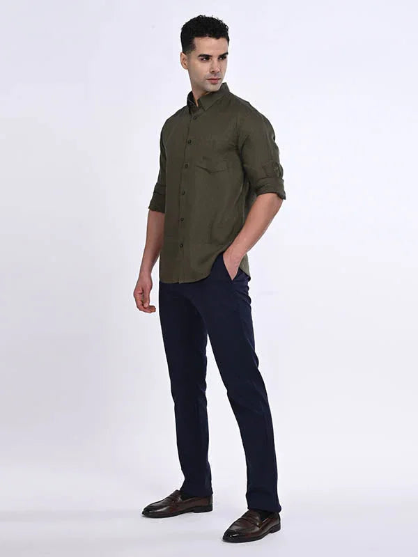 Men's Solid Full Sleeves Linen Shirt Indian Terrain Fashions Limited