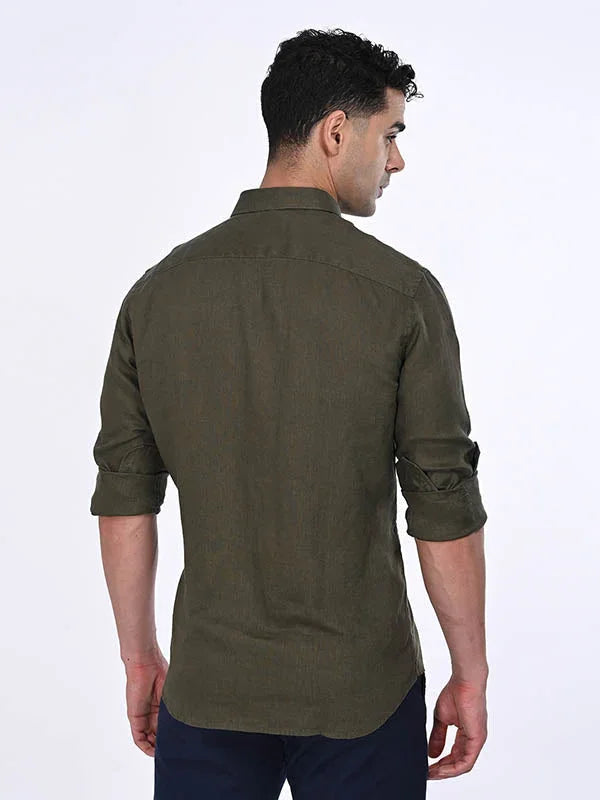 Men's Solid Full Sleeves Linen Shirt Indian Terrain Fashions Limited