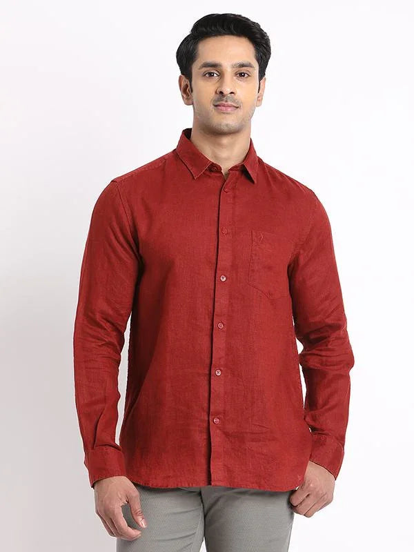 Men's Solid Full Sleeves Linen Shirt