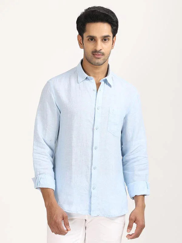 Men's Solid Full Sleeves Linen Shirt