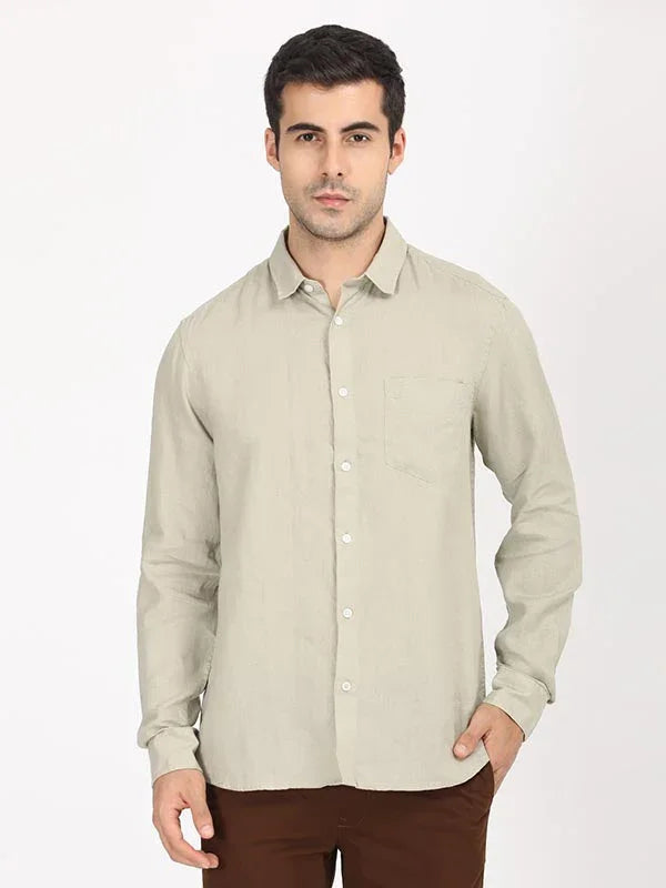 Men's Solid Full Sleeves Linen Shirt