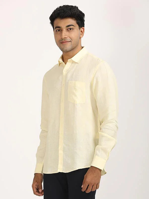 Men's Solid Full Sleeves Linen Shirt