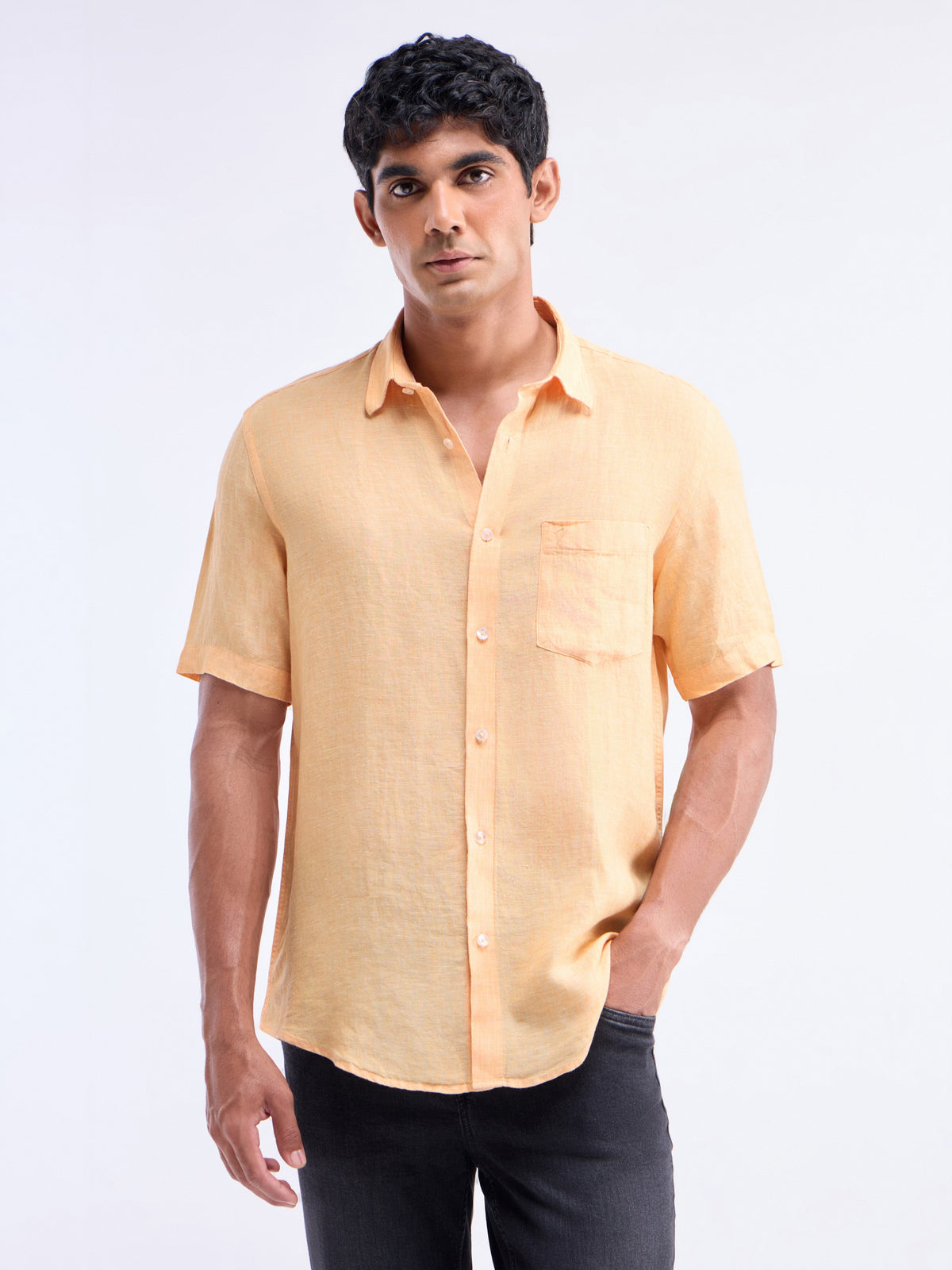 Solid Regular Fit Shirt - Mustard t4option_18