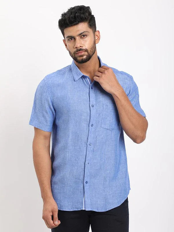 Men's Solid Half Sleeves Linen Shirt