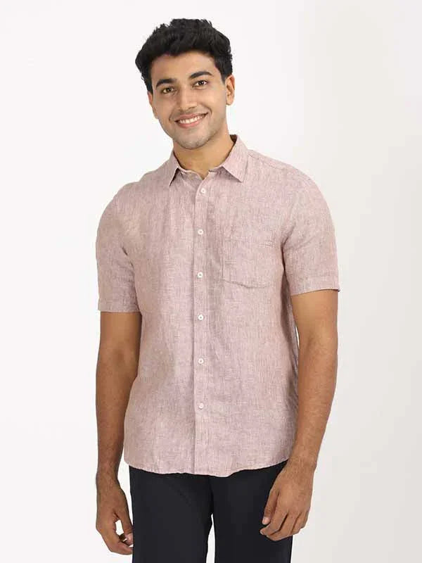 Men's Solid Half Sleeves Linen Shirt