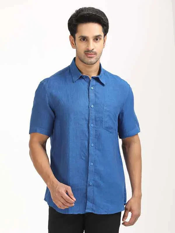 Men's Solid Half Sleeves Linen Shirt
