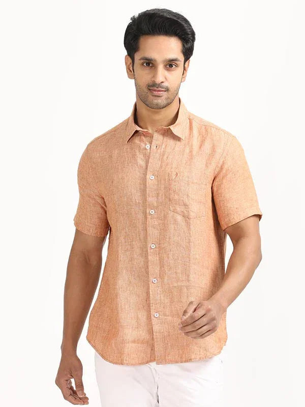 Men's Solid Half Sleeves Linen Shirt