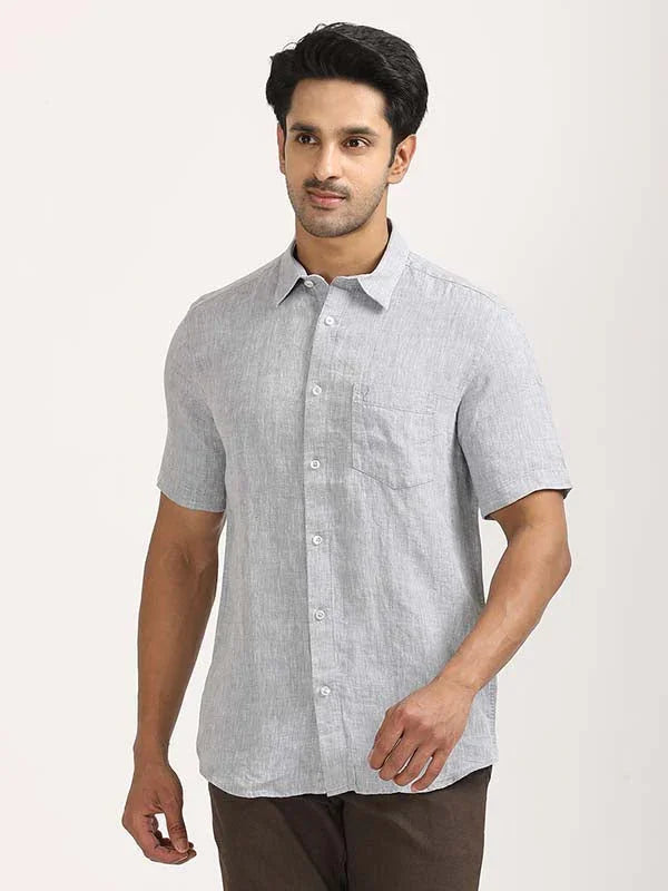 Men's Solid Half Sleeves Linen Shirt