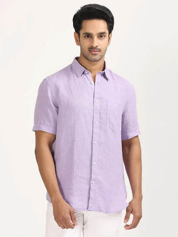 Men's Solid Half Sleeves Linen Shirt