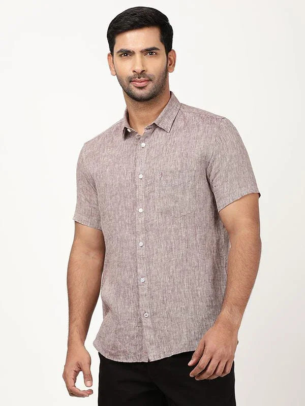 Men's Solid Half Sleeves Linen Shirt