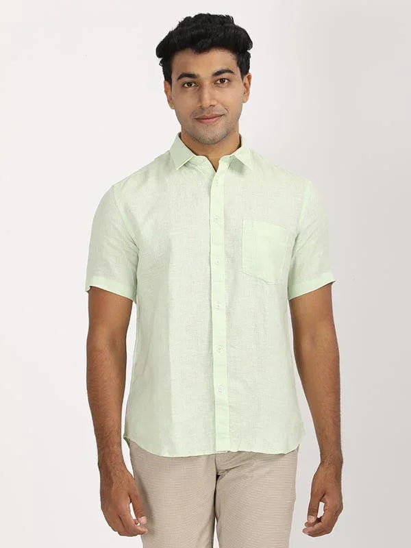 Men's Solid Half Sleeves Linen Shirt