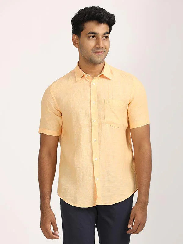 Men's Solid Half Sleeves Linen Shirt