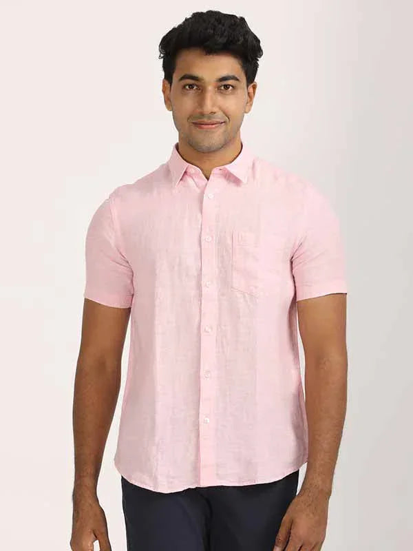 Men's Solid Half Sleeves Linen Shirt