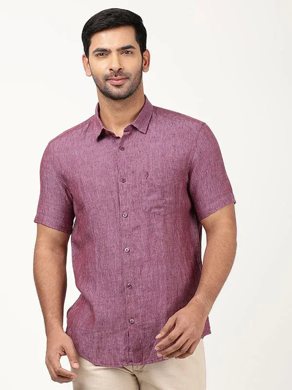 Men's Solid Half Sleeves Linen Shirt