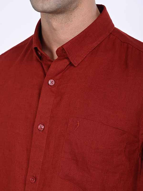 Men's Solid Half Sleeves Linen Shirt Indian Terrain Fashions Limited t4option_5