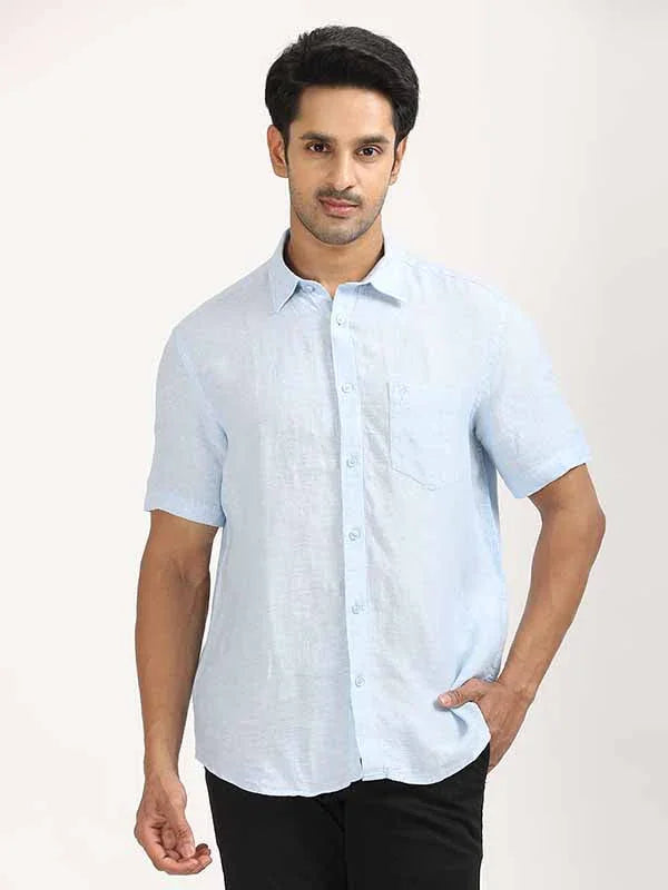 Men's Solid Half Sleeves Linen Shirt