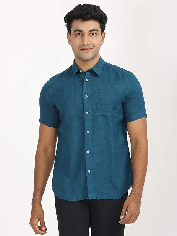 Men's Solid Half Sleeves Linen Shirt