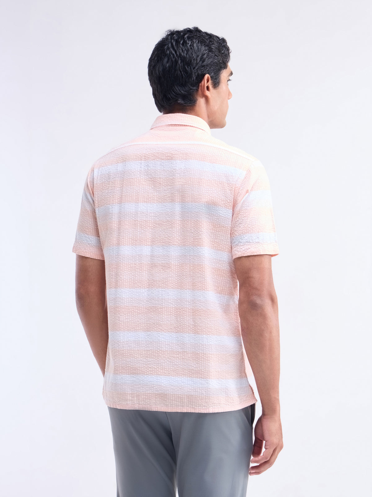 Striped Regular Fit Shirt - Peach t4option_1