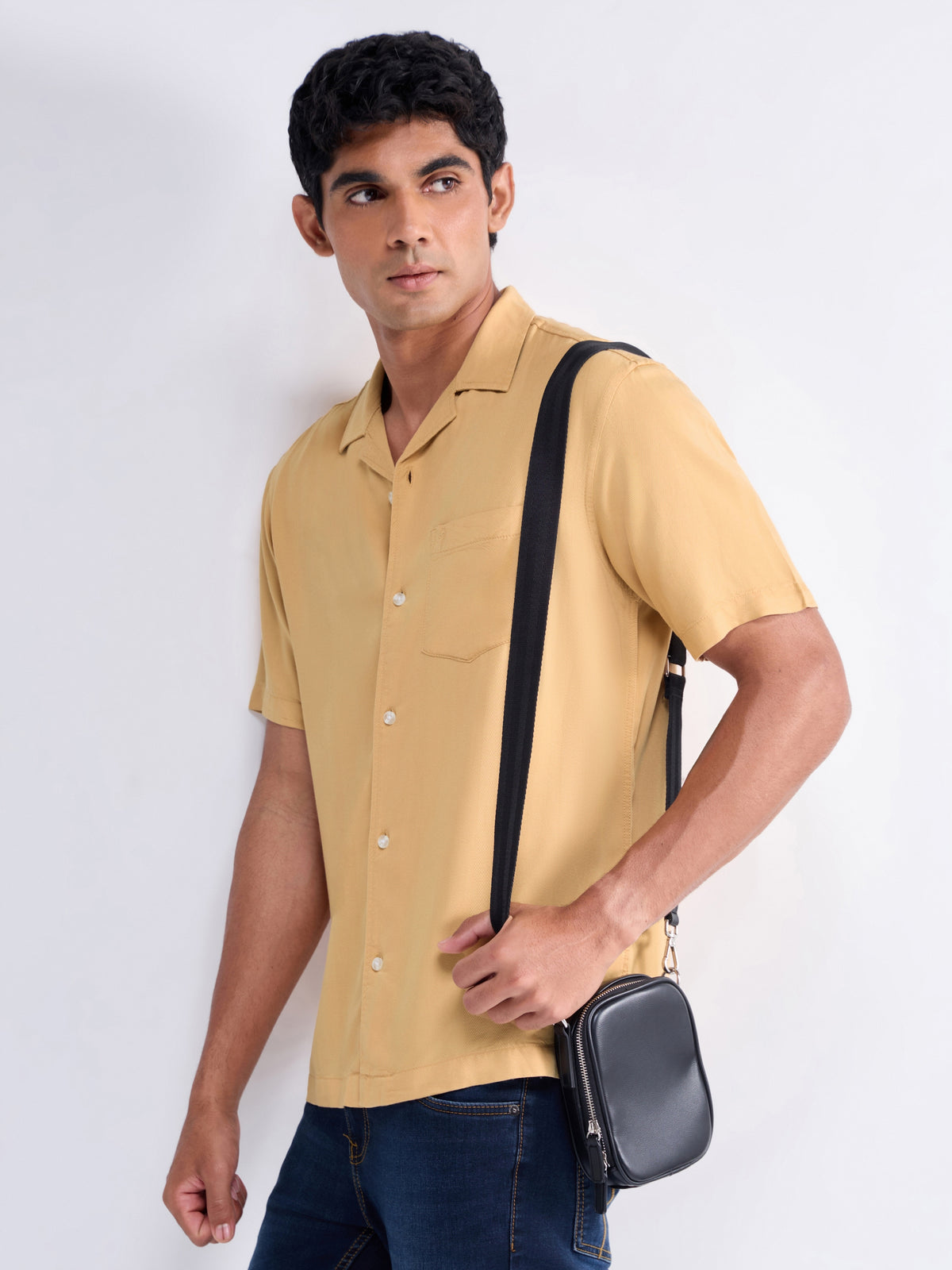 Solid Regular Fit Shirt - Sand t4option_1