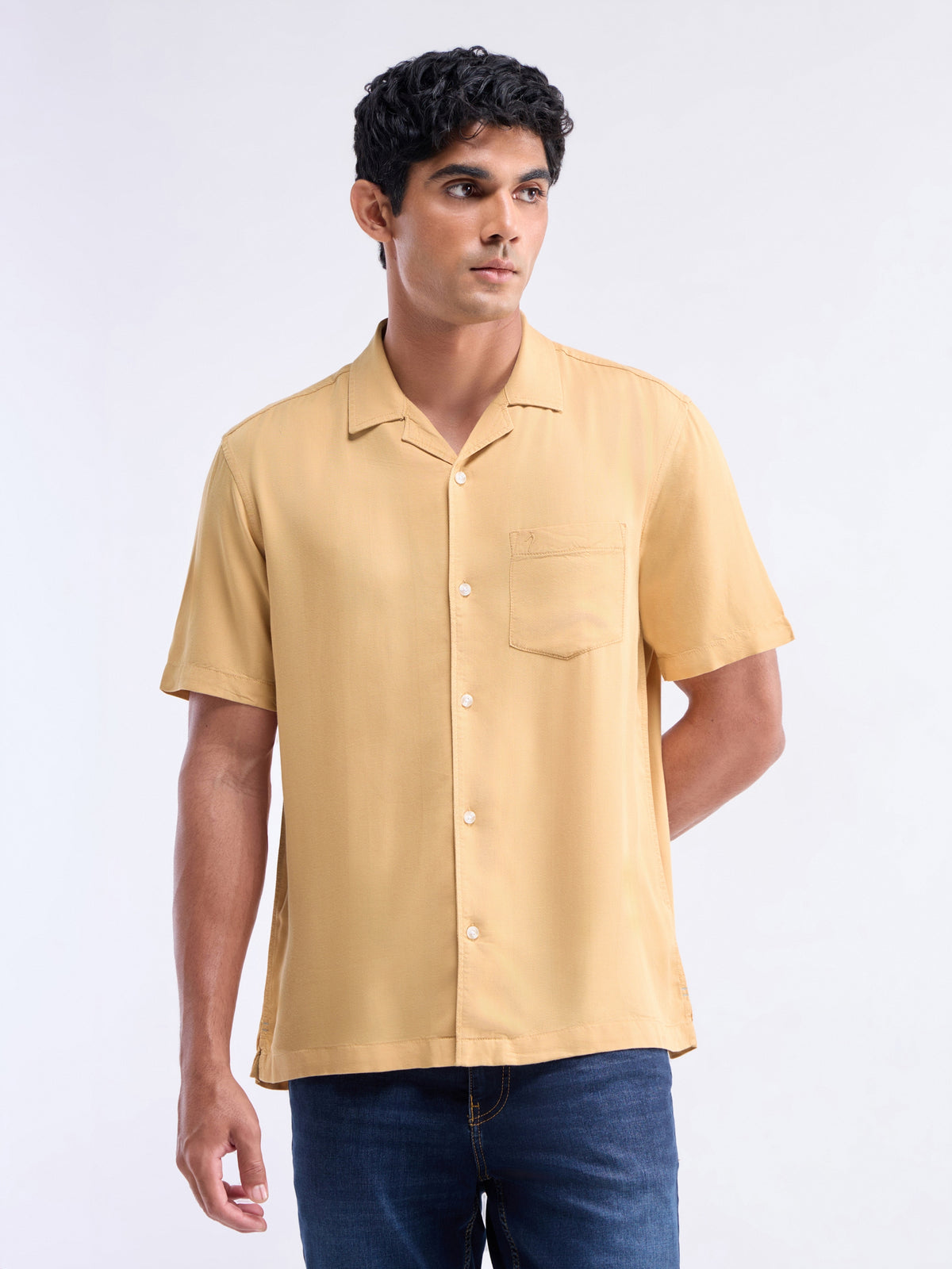Solid Regular Fit Shirt - Sand t4option_1
