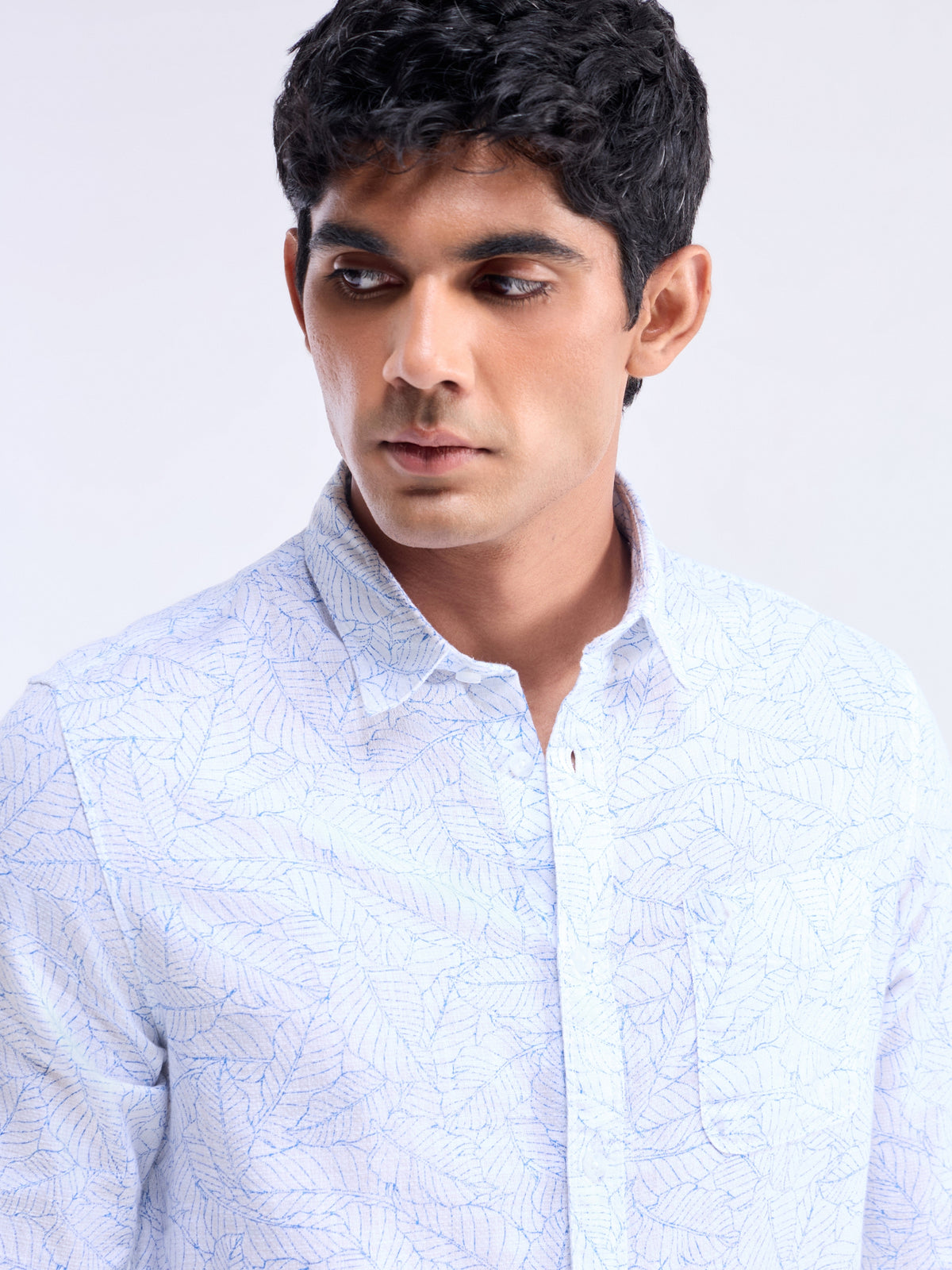 White Printed Slim Fit Shirt - White t4option_1