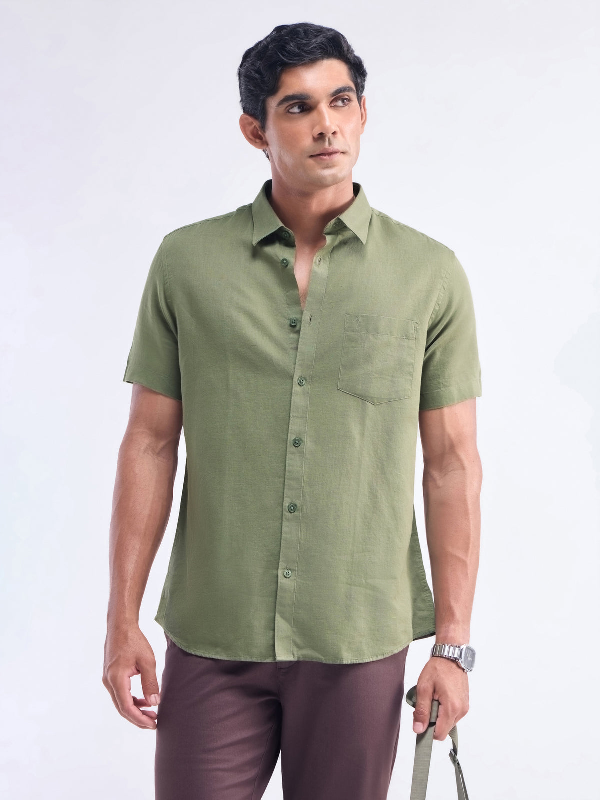 Solid Regular Fit Shirt - Olive t4option_14