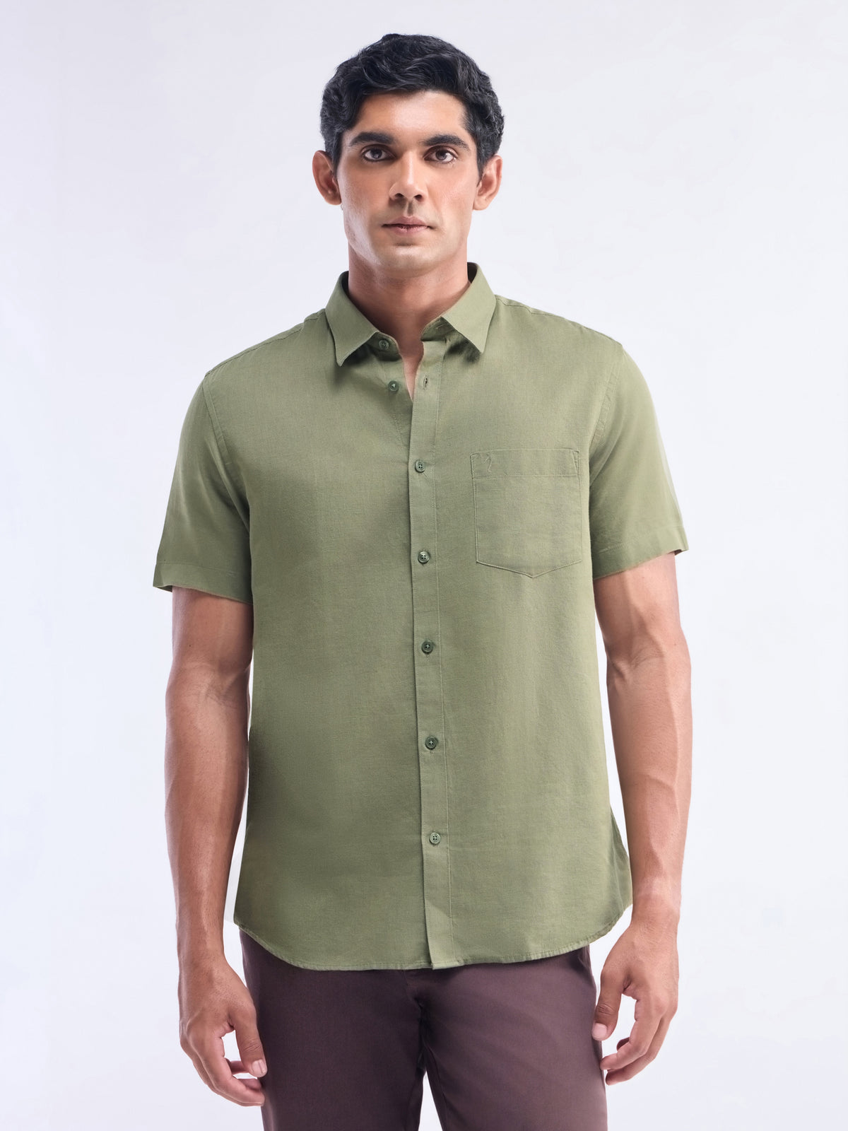 Solid Regular Fit Shirt - Olive t4option_14