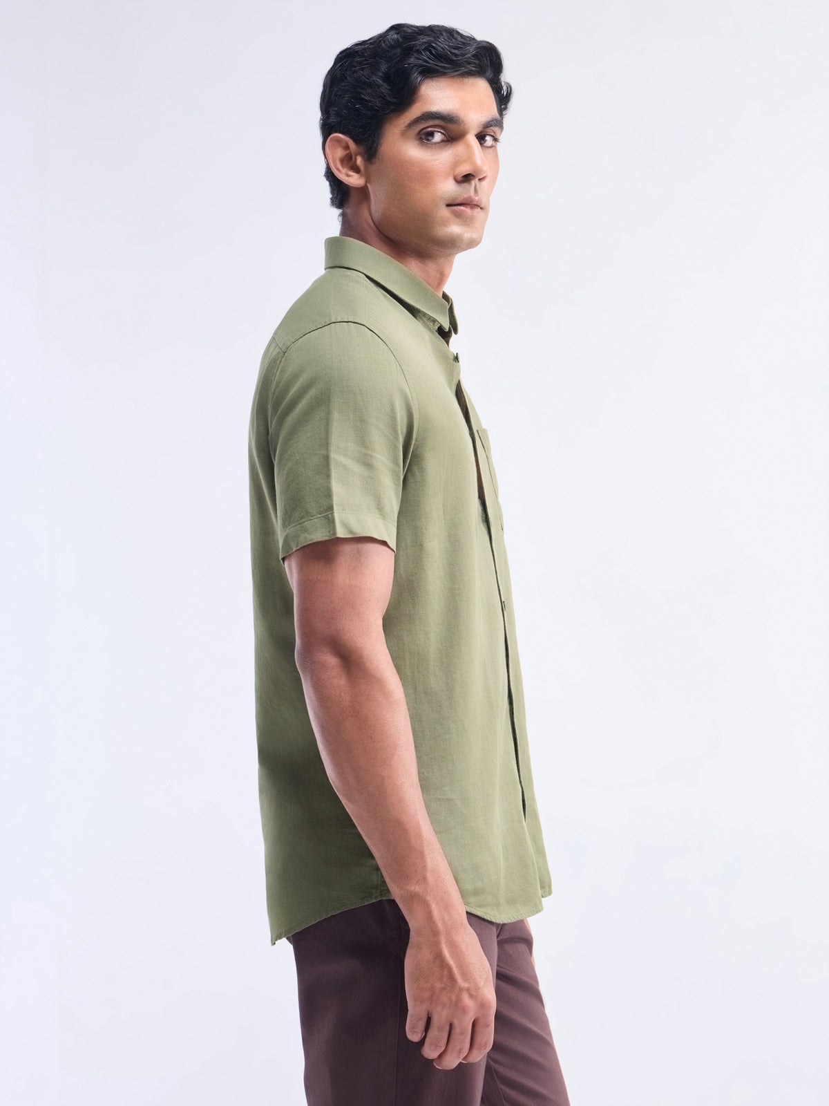 Solid Regular Fit Shirt - Olive t4option_14