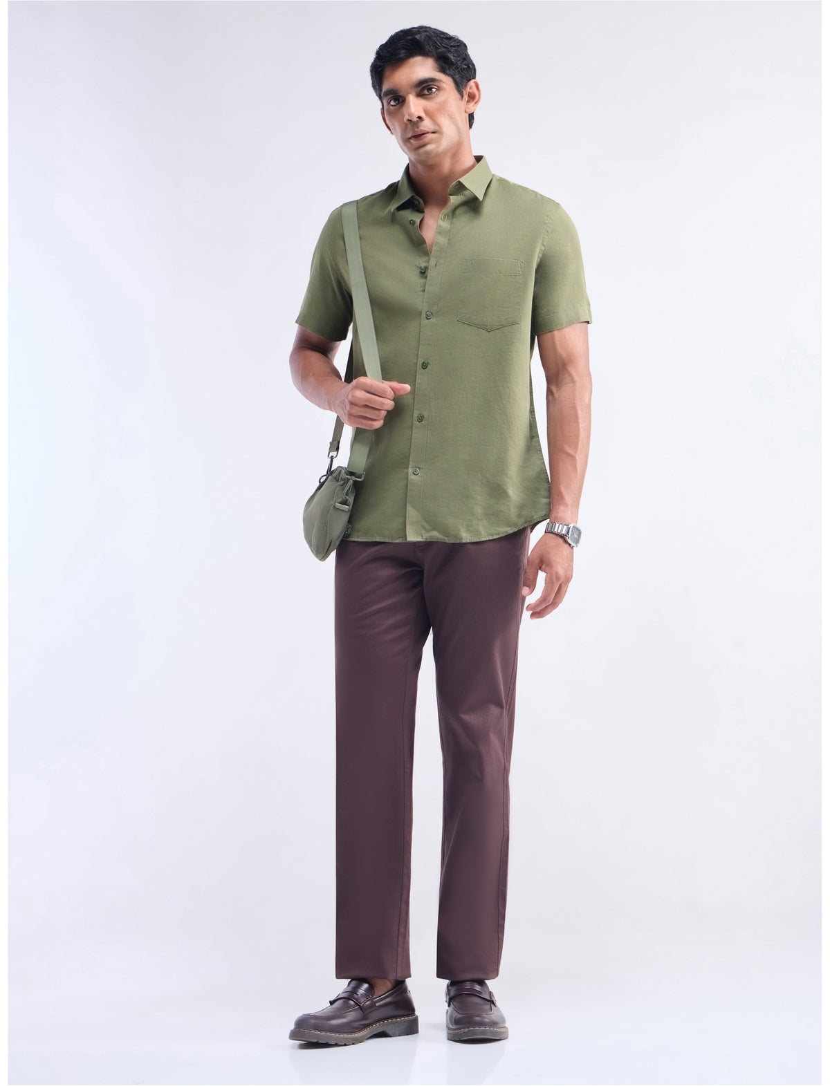 Solid Regular Fit Shirt - Olive t4option_14