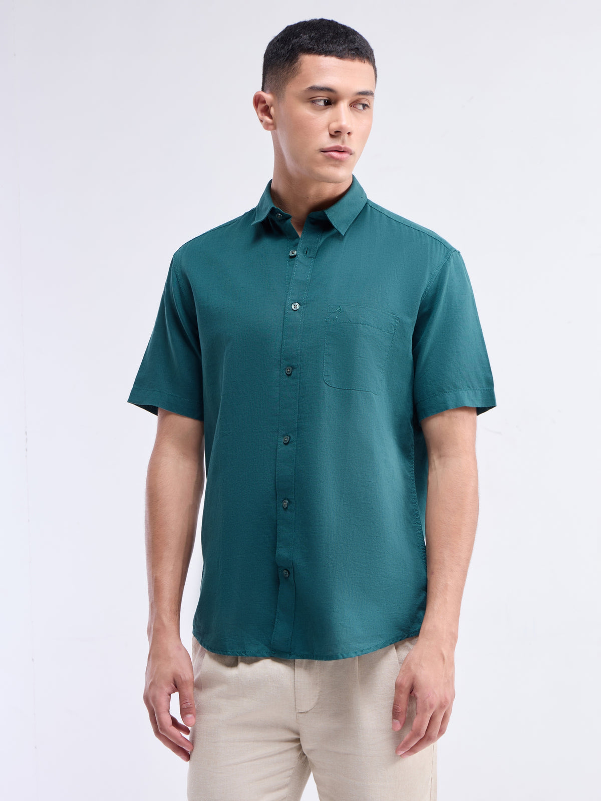 Solid Regular Fit Shirt - Pine t4option_4