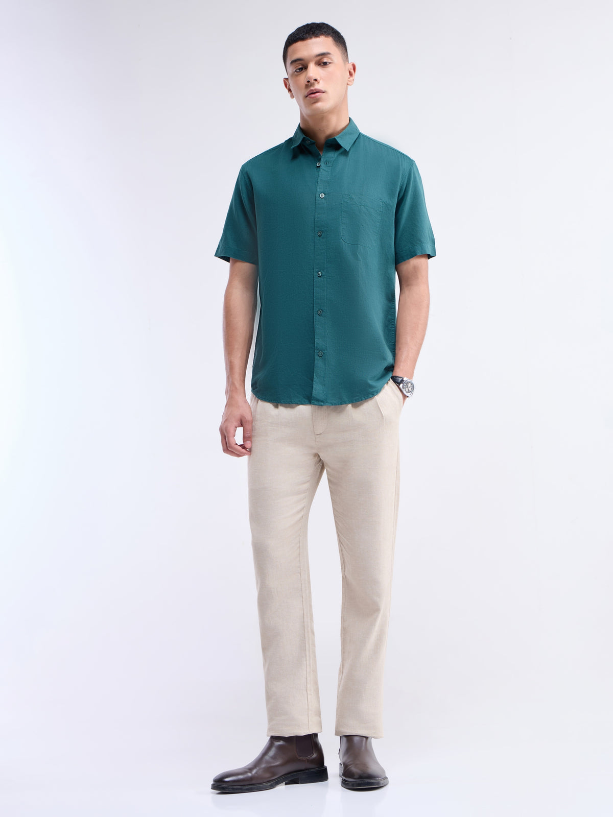Solid Regular Fit Shirt - Pine t4option_4