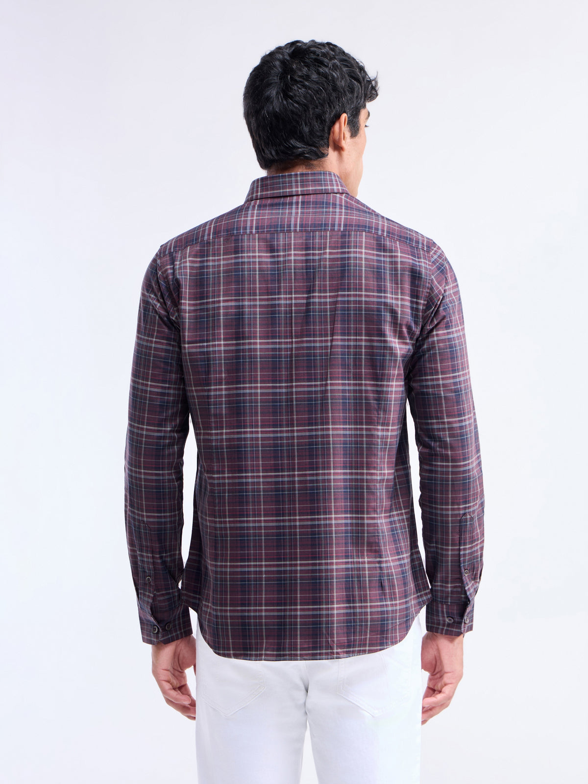 Wine check Regular Fit Shirt - Wine t4option_0