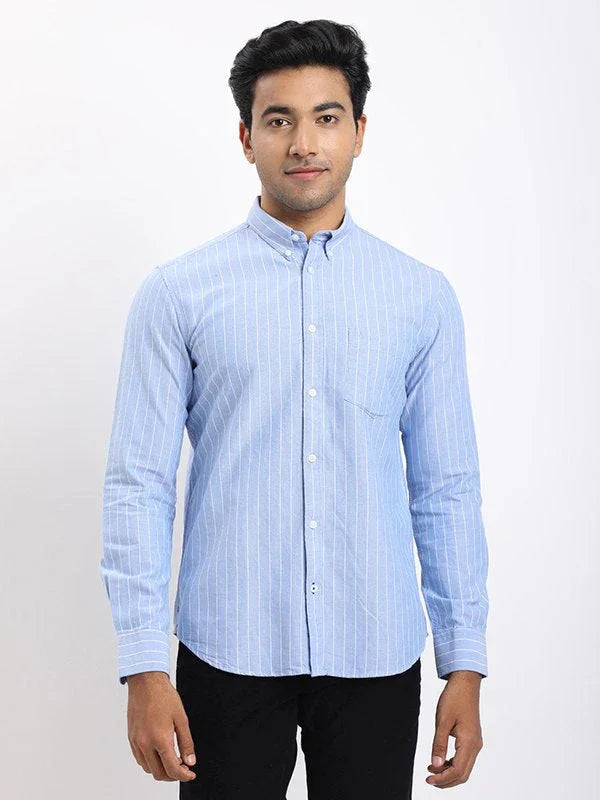 Men's Striped Full Sleeves Cotton Shirt