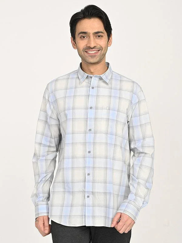 Men's Check Full Sleeves Polyester Blend Shirt