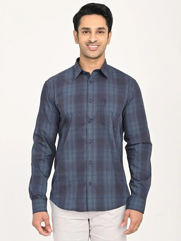 Men's Check Full Sleeves Polyester Blend Shirt