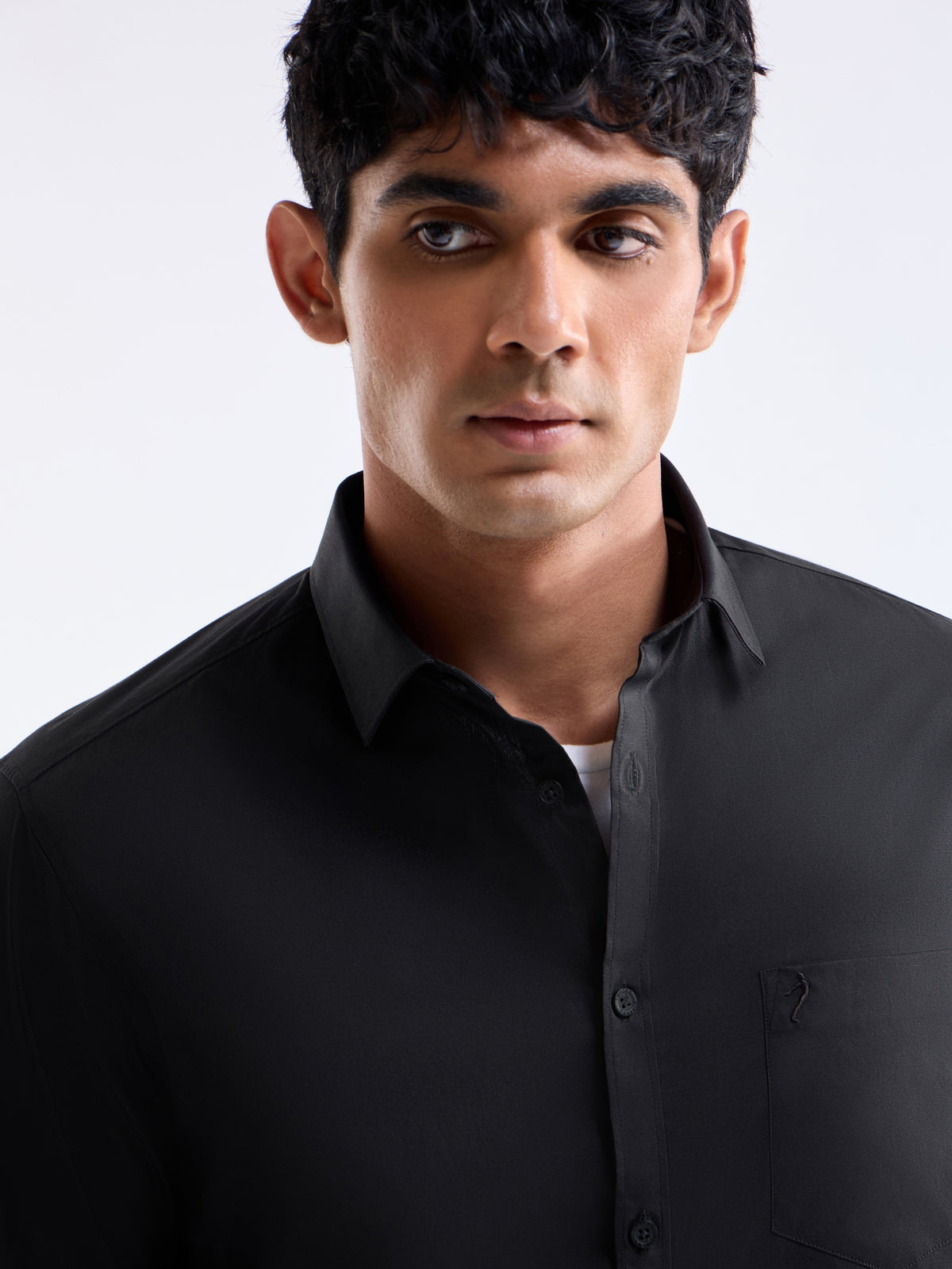 Solid Regular Fit Shirt - Black t4option_0