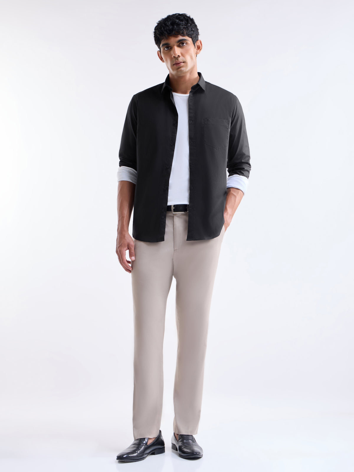 Solid Regular Fit Shirt - Black t4option_0