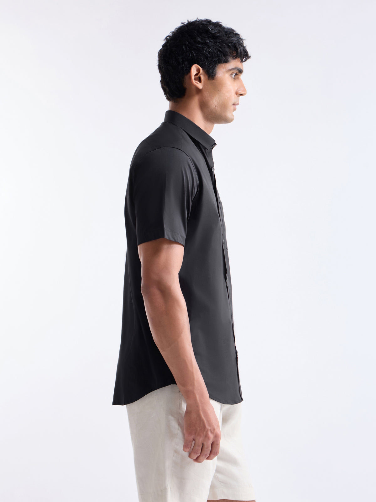 Solid Regular Fit Shirt - Black t4option_0