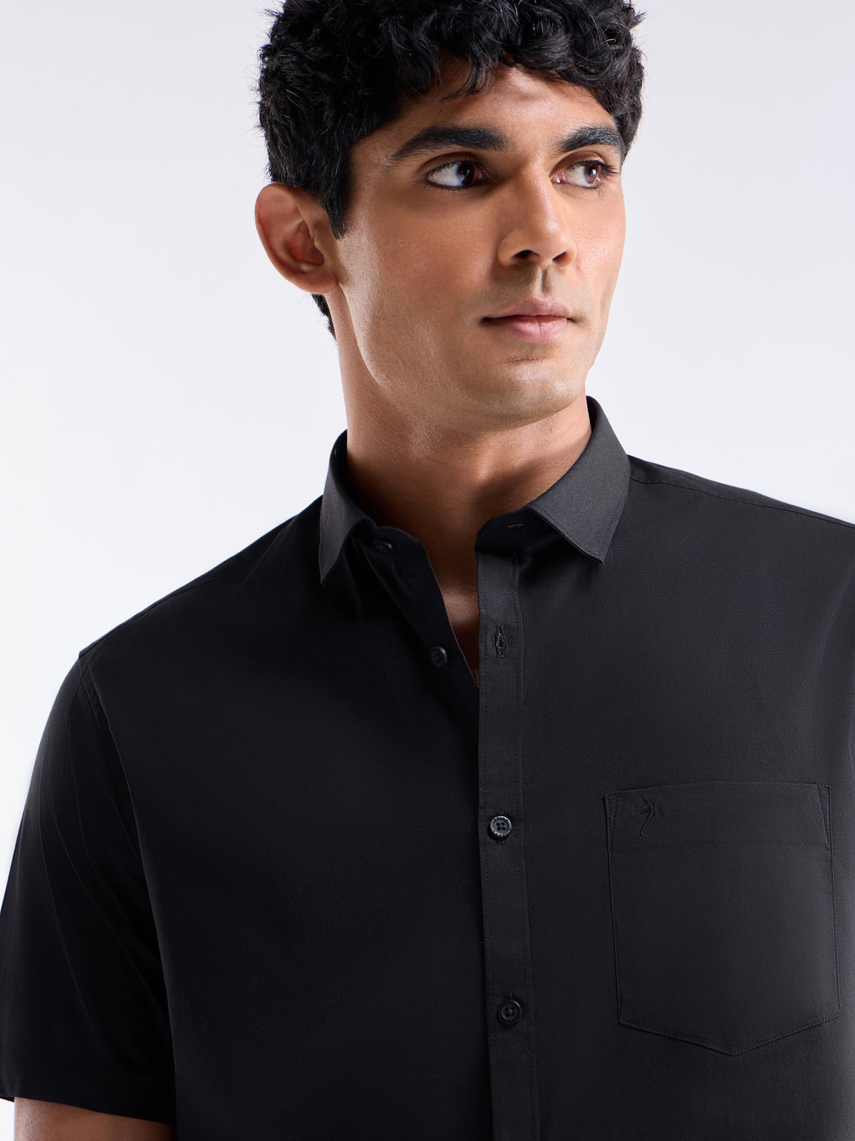Solid Regular Fit Shirt - Black t4option_0