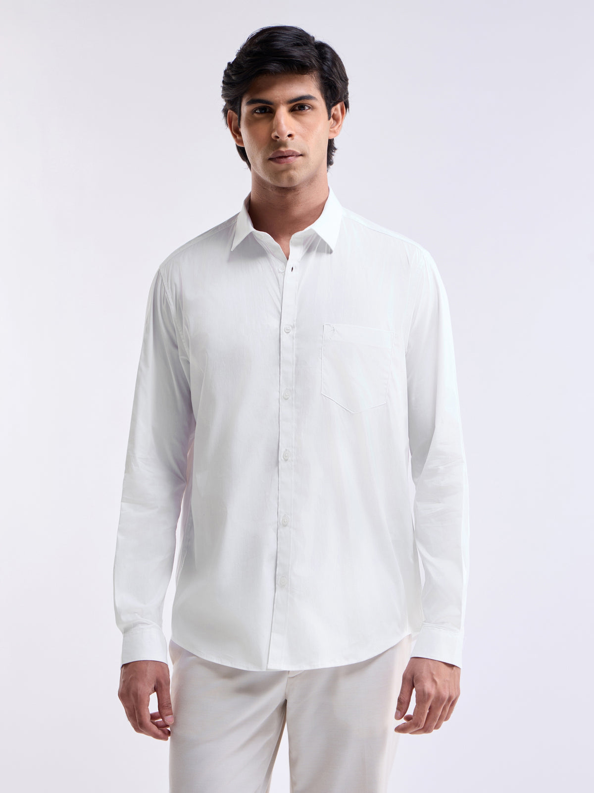 Solid Regular Fit Shirt - White t4option_2