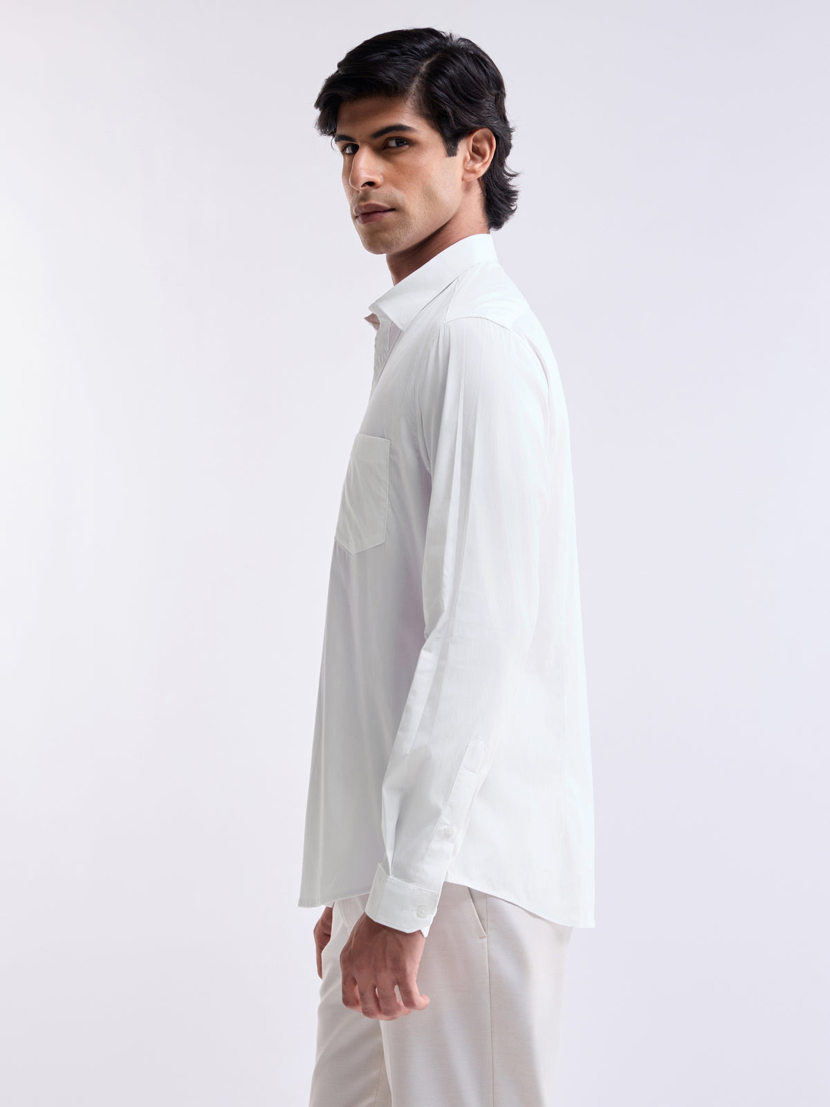 Solid Regular Fit Shirt - White t4option_2