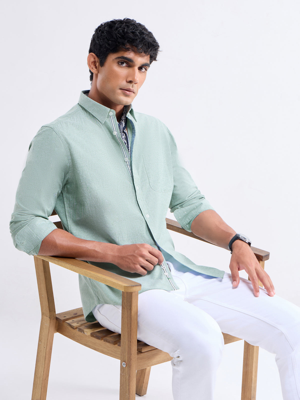 Solid Full Sleeve Cotton Stretch Shirt