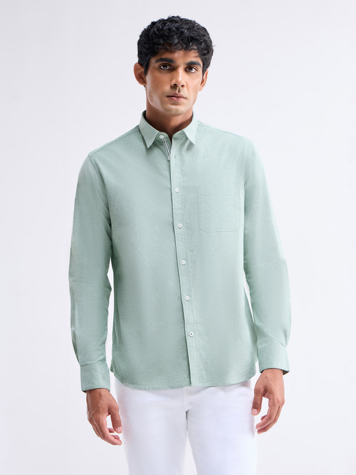 Solid Full Sleeve Cotton Stretch Shirt